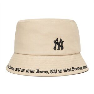 MLB Beige NY Bucket Hat with Black Logo